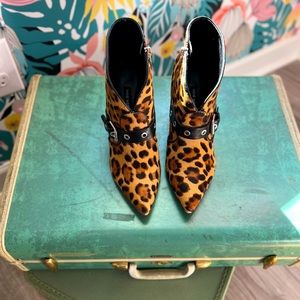Nine West; Real cow fur pointy toe bootie